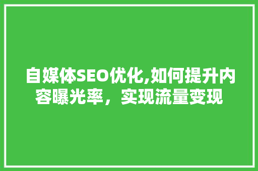 自媒体SEO优化,如何提升内容曝光率，实现流量变现