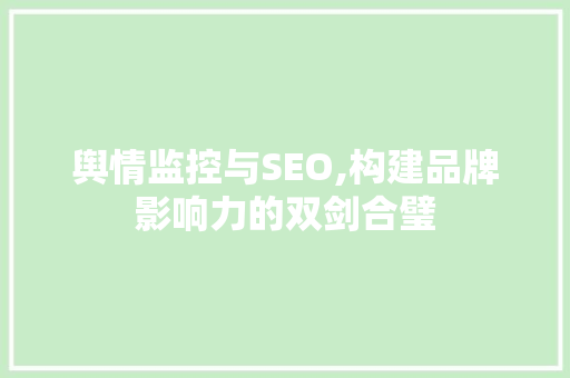 舆情监控与SEO,构建品牌影响力的双剑合璧