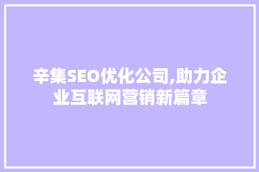辛集SEO优化公司,助力企业互联网营销新篇章