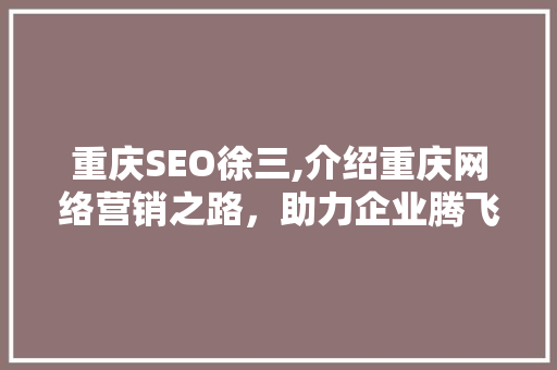 重庆SEO徐三,介绍重庆网络营销之路，助力企业腾飞