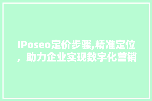 IPoseo定价步骤,精准定位，助力企业实现数字化营销最大化价值