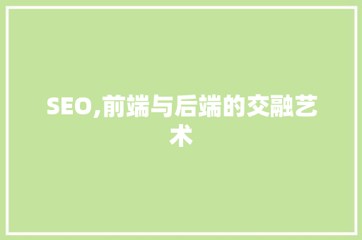 SEO,前端与后端的交融艺术