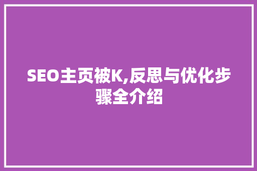 SEO主页被K,反思与优化步骤全介绍