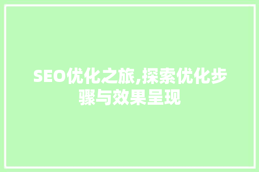 SEO优化之旅,探索优化步骤与效果呈现