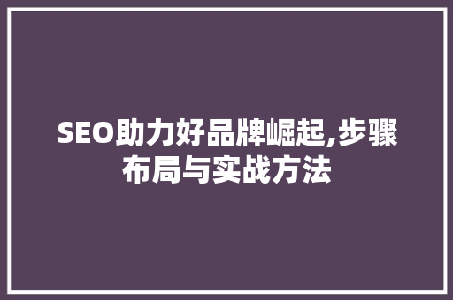 SEO助力好品牌崛起,步骤布局与实战方法