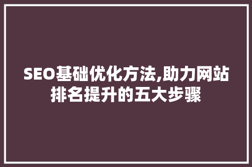 SEO基础优化方法,助力网站排名提升的五大步骤