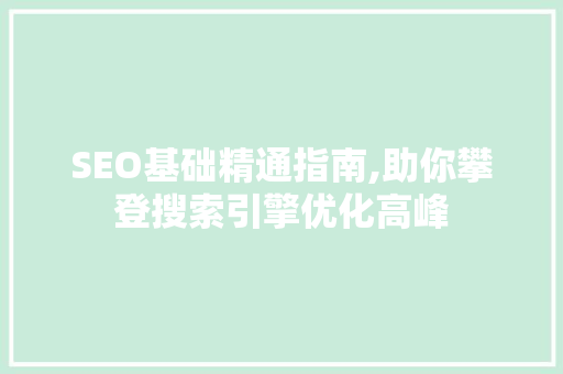 SEO基础精通指南,助你攀登搜索引擎优化高峰  第1张