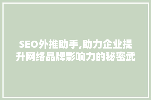 SEO外推助手,助力企业提升网络品牌影响力的秘密武器