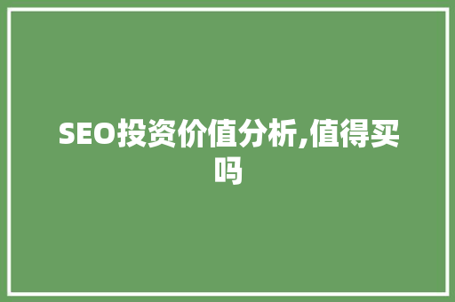 SEO投资价值分析,值得买吗