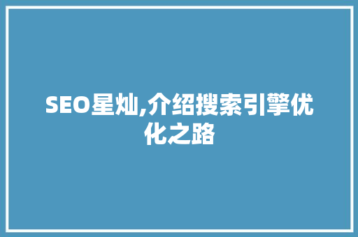 SEO星灿,介绍搜索引擎优化之路