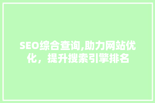 SEO综合查询,助力网站优化，提升搜索引擎排名