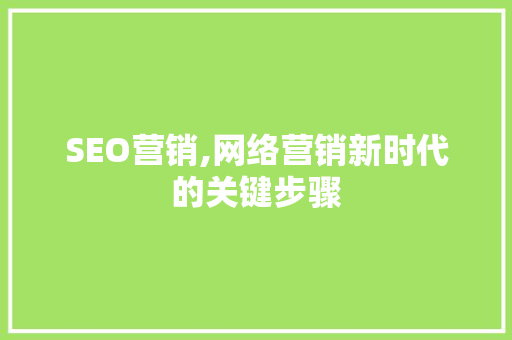 SEO营销,网络营销新时代的关键步骤