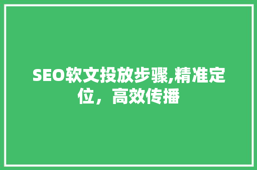 SEO软文投放步骤,精准定位，高效传播