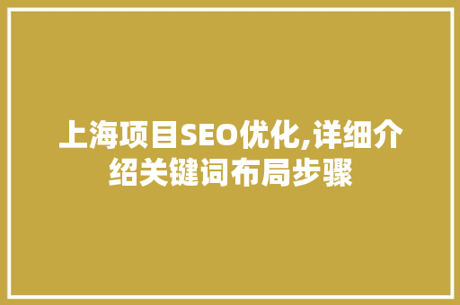 上海项目SEO优化,详细介绍关键词布局步骤