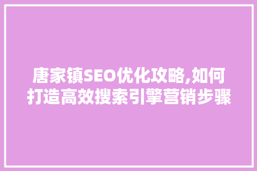 唐家镇SEO优化攻略,如何打造高效搜索引擎营销步骤