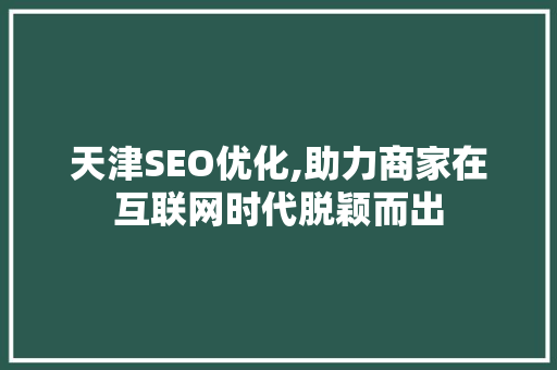 天津SEO优化,助力商家在互联网时代脱颖而出