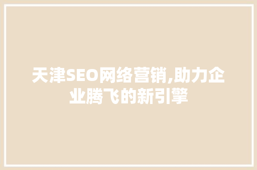 天津SEO网络营销,助力企业腾飞的新引擎