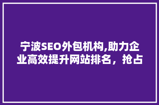 宁波SEO外包机构,助力企业高效提升网站排名，抢占互联网市场先机