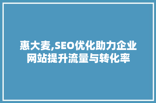 惠大麦,SEO优化助力企业网站提升流量与转化率