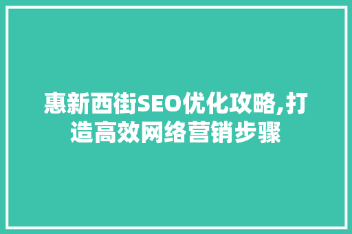 惠新西街SEO优化攻略,打造高效网络营销步骤