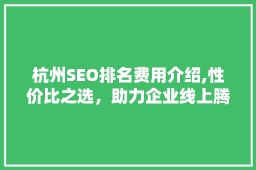 杭州SEO排名费用介绍,性价比之选，助力企业线上腾飞