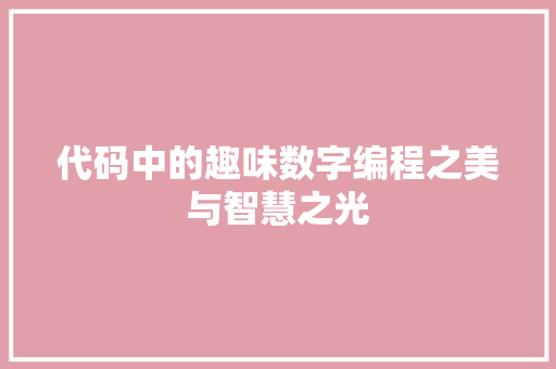 代码中的趣味数字编程之美与智慧之光