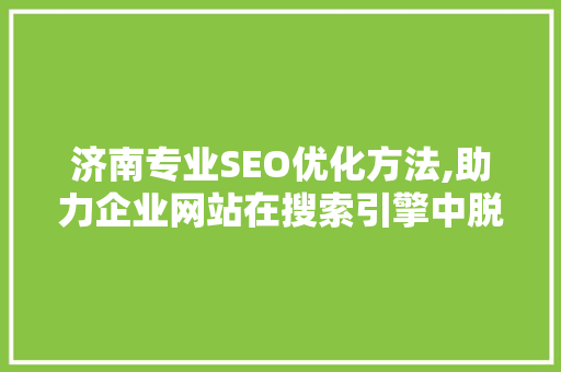 济南专业SEO优化方法,助力企业网站在搜索引擎中脱颖而出