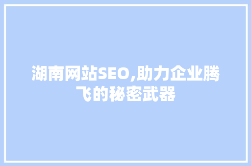 湖南网站SEO,助力企业腾飞的秘密武器  第1张