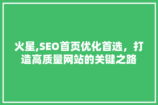 火星,SEO首页优化首选，打造高质量网站的关键之路