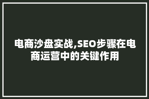 电商沙盘实战,SEO步骤在电商运营中的关键作用