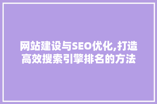网站建设与SEO优化,打造高效搜索引擎排名的方法