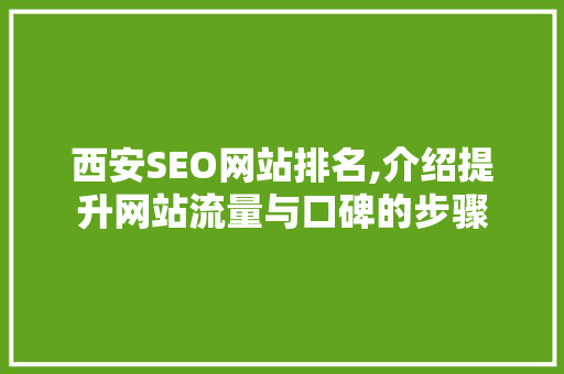 西安SEO网站排名,介绍提升网站流量与口碑的步骤