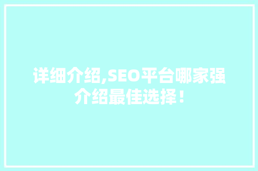 详细介绍,SEO平台哪家强介绍最佳选择！