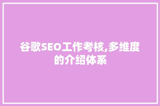 谷歌SEO工作考核,多维度的介绍体系