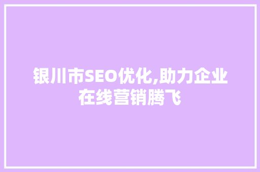 银川市SEO优化,助力企业在线营销腾飞  第1张