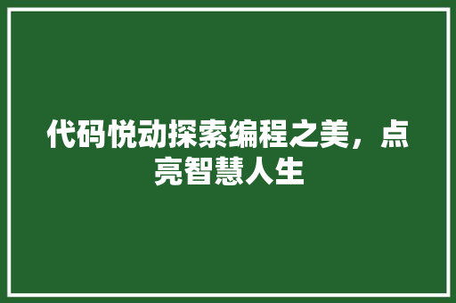 代码悦动探索编程之美，点亮智慧人生
