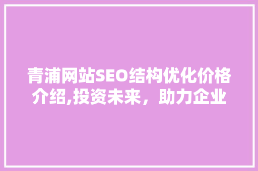 青浦网站SEO结构优化价格介绍,投资未来，助力企业腾飞