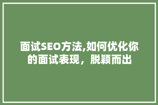 面试SEO方法,如何优化你的面试表现，脱颖而出