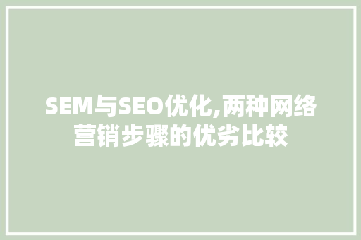 SEM与SEO优化,两种网络营销步骤的优劣比较