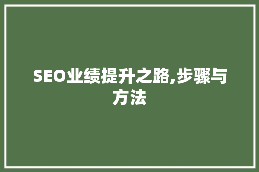 SEO业绩提升之路,步骤与方法