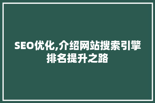 SEO优化,介绍网站搜索引擎排名提升之路
