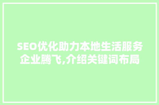 SEO优化助力本地生活服务企业腾飞,介绍关键词布局步骤