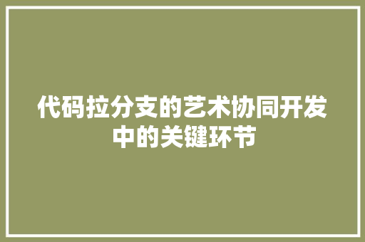 代码拉分支的艺术协同开发中的关键环节