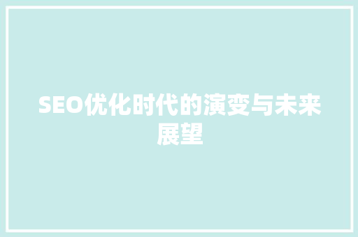 SEO优化时代的演变与未来展望