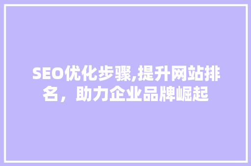 SEO优化步骤,提升网站排名，助力企业品牌崛起