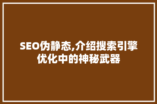 SEO伪静态,介绍搜索引擎优化中的神秘武器