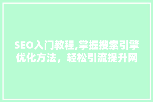 SEO入门教程,掌握搜索引擎优化方法，轻松引流提升网站排名