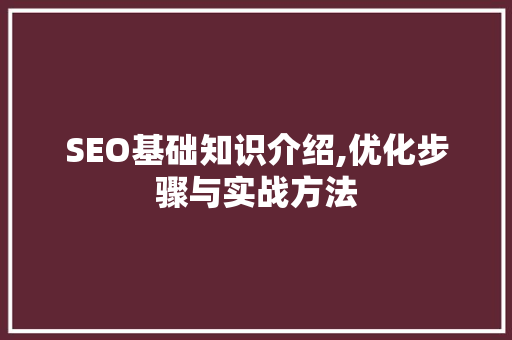 SEO基础知识介绍,优化步骤与实战方法
