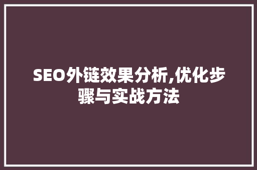 SEO外链效果分析,优化步骤与实战方法