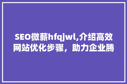 SEO微薪hfqjwl,介绍高效网站优化步骤，助力企业腾飞